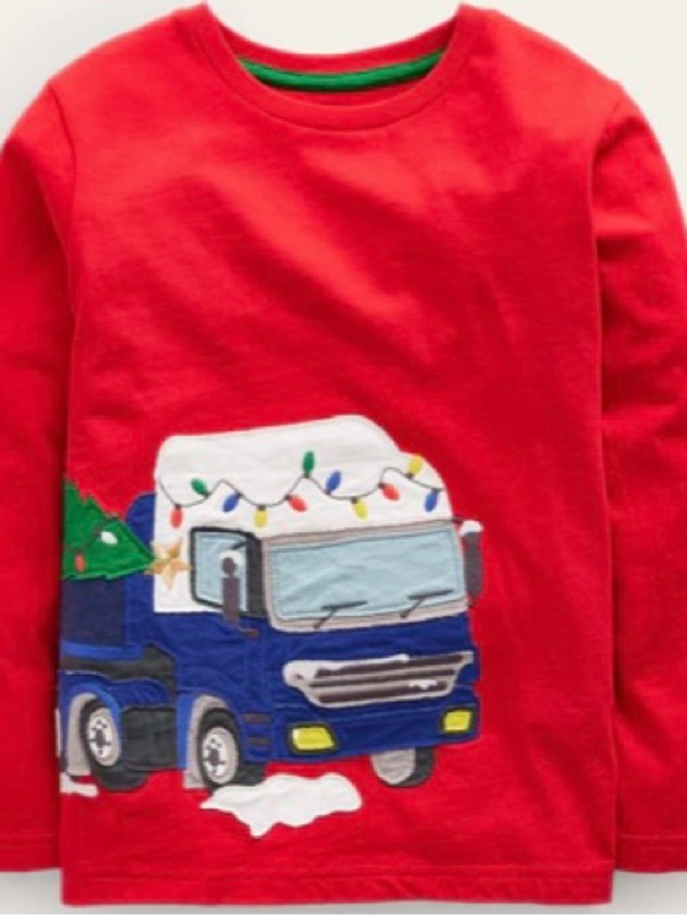 Mini Boden Christmas Long Sleeve Tee w/ Appliqué on Front and Back (Boys 7/8)